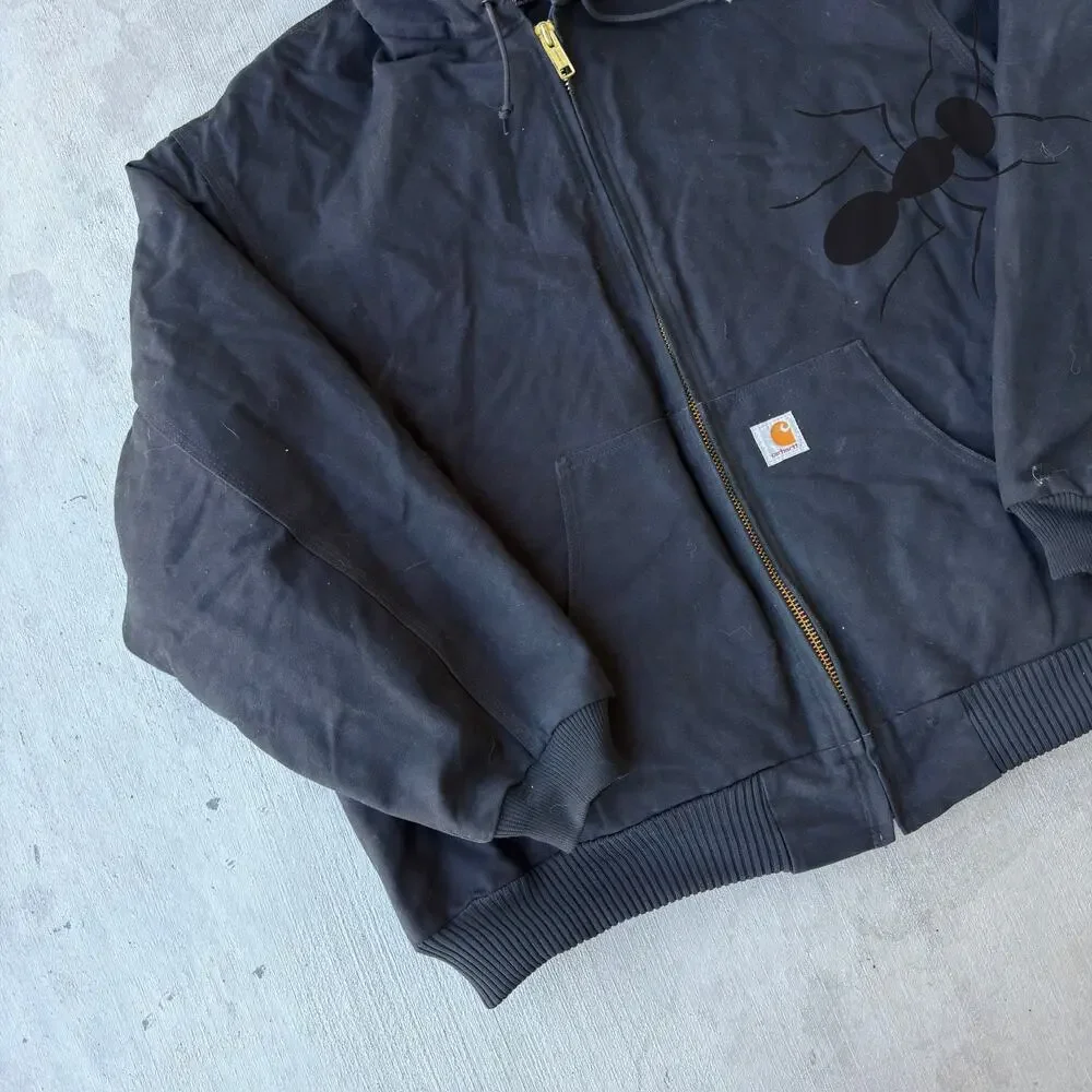 Carhartt J140 BLK black hooded work wear jacket - Picture 3 of 7